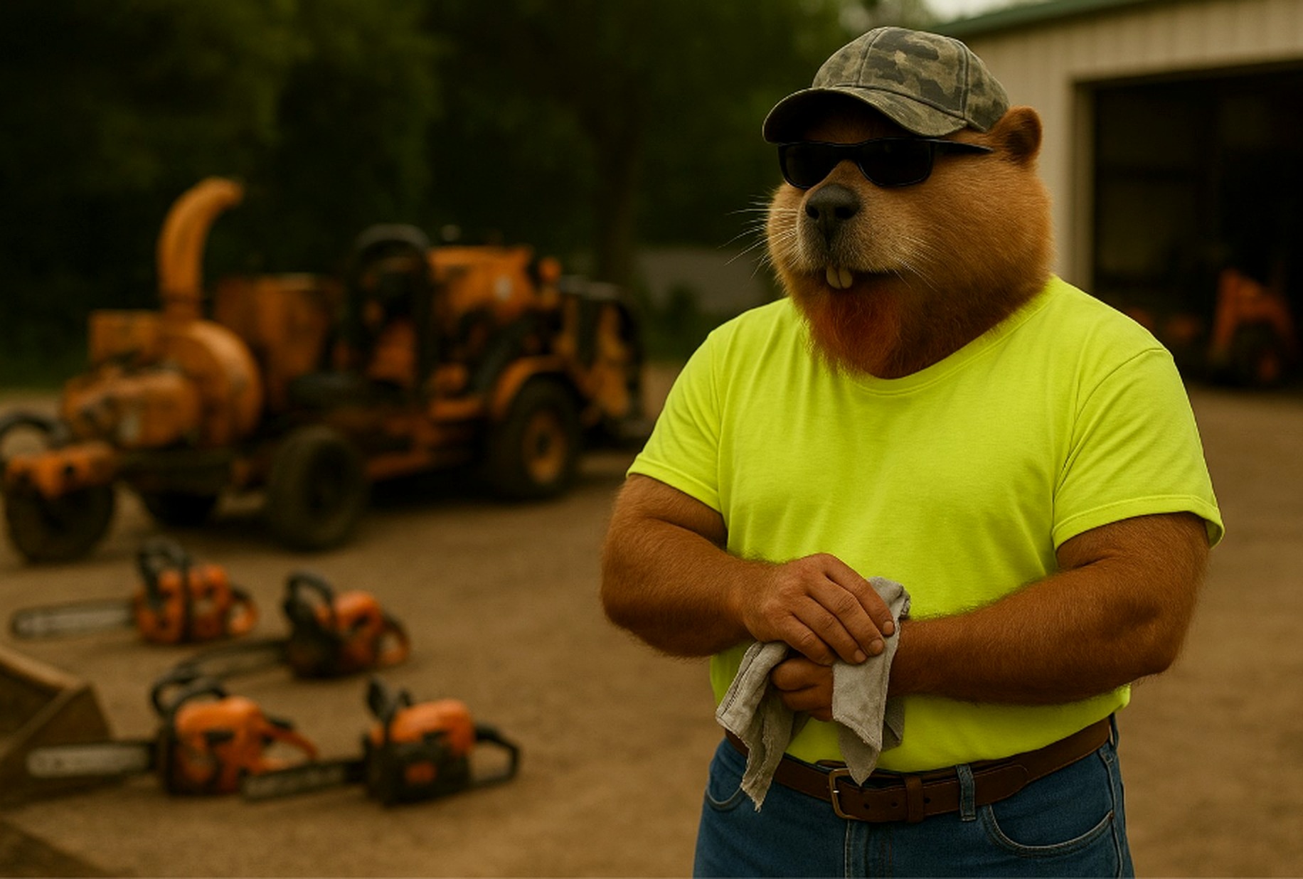 Greasy Beaver mechanic with equipment